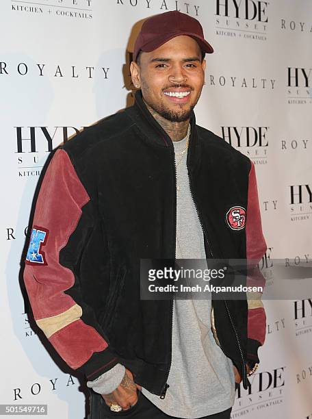 Recording artist Chris Brown attends a listening party for his latest album, 'Royalty' at HYDE Sunset: Kitchen + Cocktails on December 15, 2015 in...