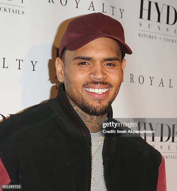 Recording artist Chris Brown attends a listening party for his latest album, 'Royalty' at HYDE Sunset: Kitchen + Cocktails on December 15, 2015 in...