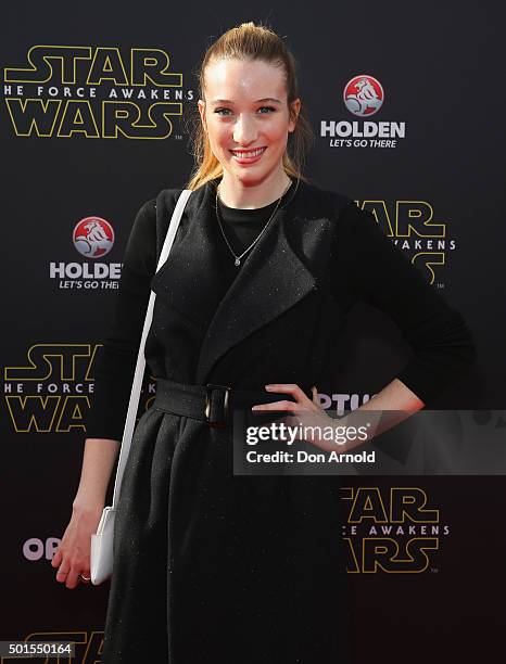 Sophie Lowe arrives ahead of the 'Star Wars: The Force Awakens' Australian premiere on December 16, 2015 in Sydney, Australia.