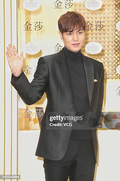 South Korean actor and singer Lee Min-ho attends the opening ceremony of Ferrero Rocher store on December 15, 2015 in Taipei, Taiwan of China.