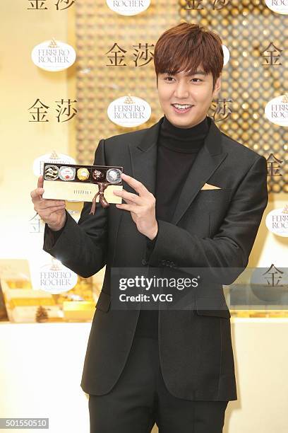 South Korean actor and singer Lee Min-ho attends the opening ceremony of Ferrero Rocher store on December 15, 2015 in Taipei, Taiwan of China.