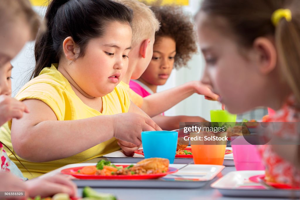 Children Eating School Dinners