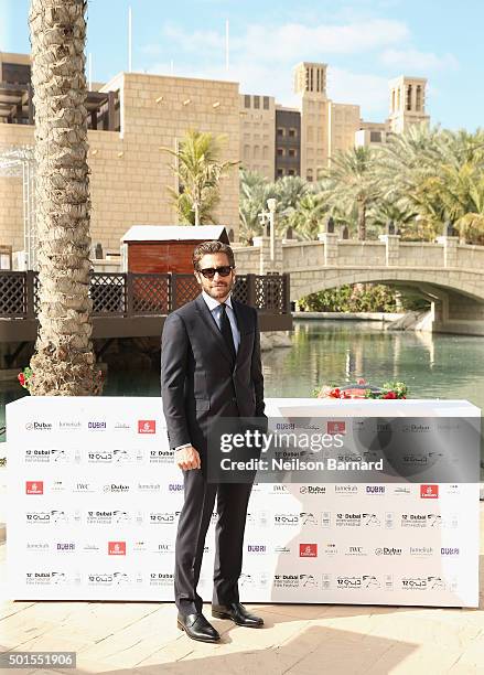 Actor Jake Gyllenhaal attends a photocall during day eight of the 12th annual Dubai International Film Festival held at the Madinat Jumeriah Complex...