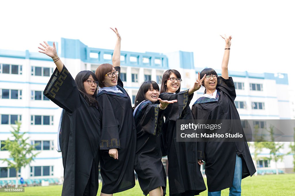 College students celebrating on graduation day