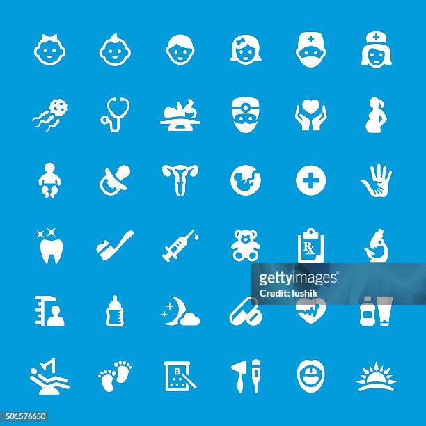pediatrician and healthcare related vector icon set - rest cure stock illustrations