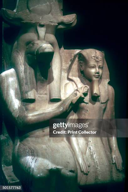 The crocodile-god Sobek with Pharaoh Amenhotep III, Sobek Temple, Dakamsha near Luxor, Egypt, 18th Dynasty. Amenophis III reigned between 1403 BC and...