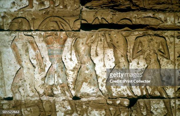 Reliefs of Enemy captives , Mortuary Temple of Rameses III, Medinat Habu, Luxor, Egypt, c12th century BC.