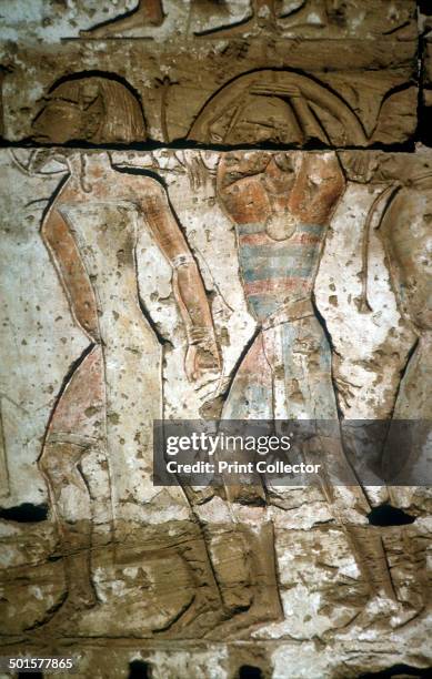Relief of Enemy captives , Mortuary Temple of Rameses III, Medinat Habu, Egypt, c12th century BC.