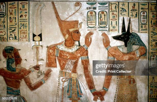 Wallpainting from the tomb of a son of Rameses III, Valley of the Queens, Luxor, Egypt, c12th century BC. Rameses III leads his deceased son to...