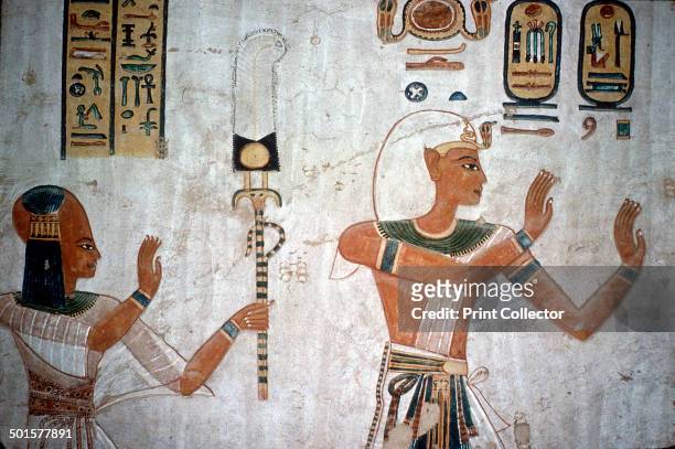 Wallpainting of Rameses III leading his deceased son to the gods, Valley of the Queens, Luxor, Egypt, c12th century BC. The wallpainting is from the...