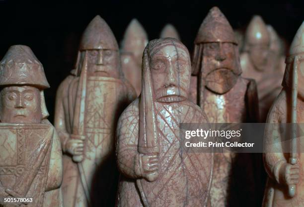 The Lewis Chessmen, , c1150-c1200. A piece from a collection of ninety-three found at Uig on the Isle of Lewis, Outer Hebrides, Scotland. Taking the...