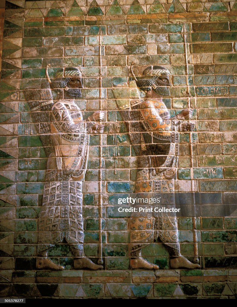 Glazed brick relief of archers from the Royal Guard, Palace of Darius I, Susa, Persian, 522-486 BC.