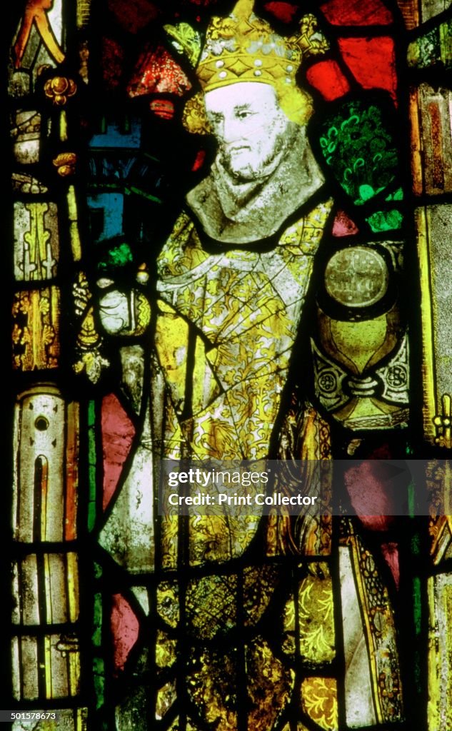 Stained glass image of Edward the Confessor.