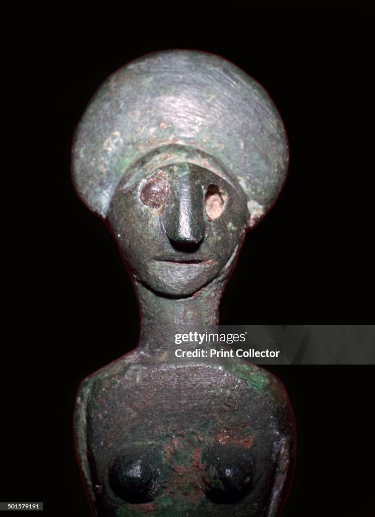 Detail of a Celtic-Iberian style bronze female figurine.