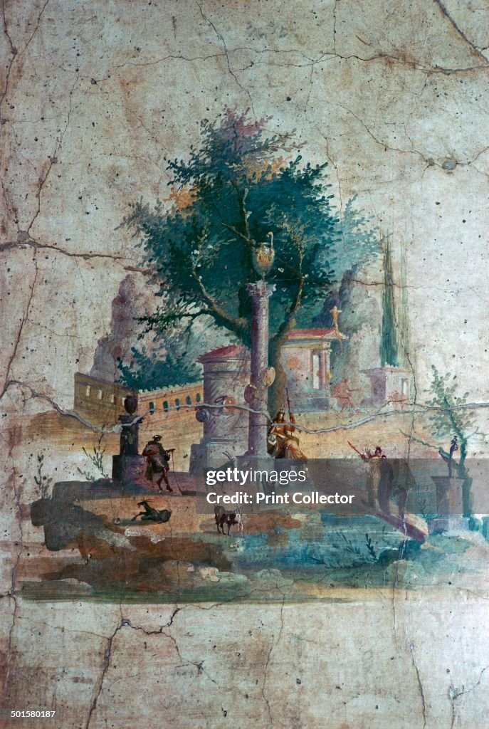 Roman wall-painting of a mythical landscape, c.1st century.