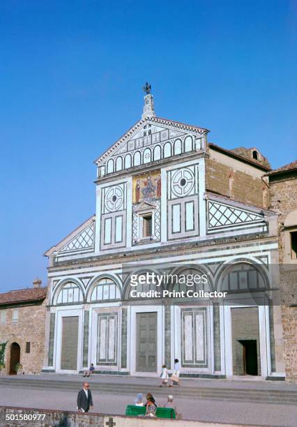 The church of San Miniato al Monte. The building was begun in 1018 AD, and the façade is 12th century.