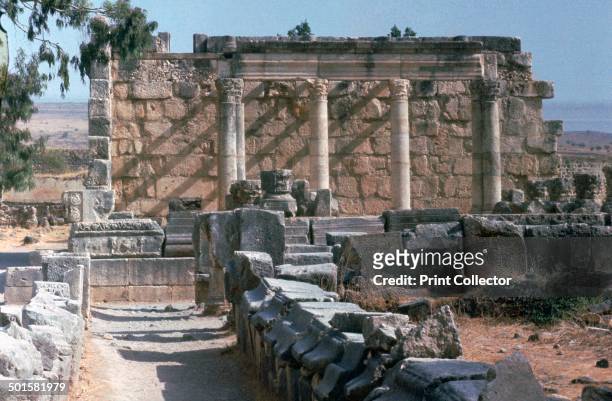Capernaum Temple in Galilee, built over the foundations of an older synagogue where Christ may have taught, 5th century.