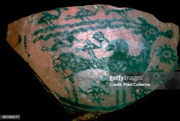 Sherd painted with stylised humped bull, from Harappa, cemetery H culture, 18th century BC.