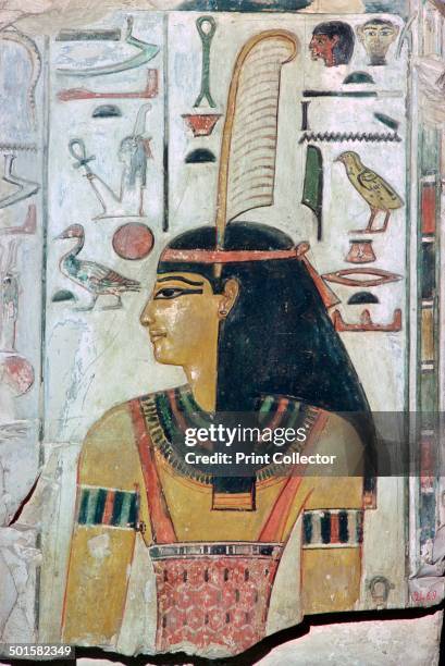 Papyrus image of the Egyptian goddess Maat, wearing the feather of truth.