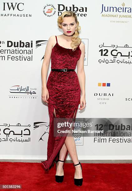 Actress Odessa Young attends "The Big Short" Closing Night premiere during day eight of the 12th annual Dubai International Film Festival held at the...