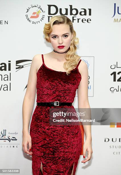 Actress Odessa Young attends "The Big Short" Closing Night premiere during day eight of the 12th annual Dubai International Film Festival held at the...