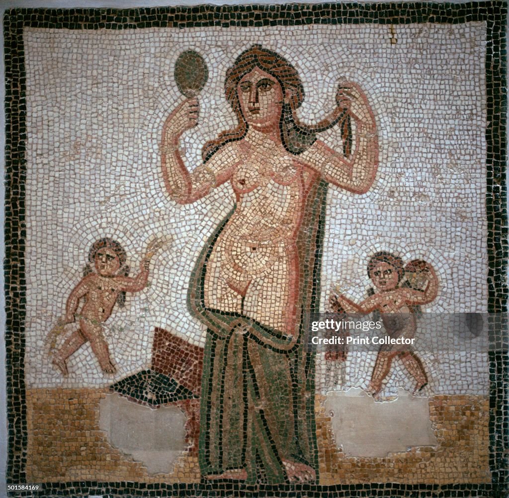 Roman mosaic showing the toilette of Venus, 3rd century.