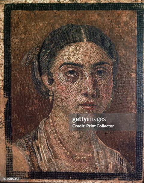 Portrait of a woman from a Roman floor mosaic from Pompeii, 1st century.