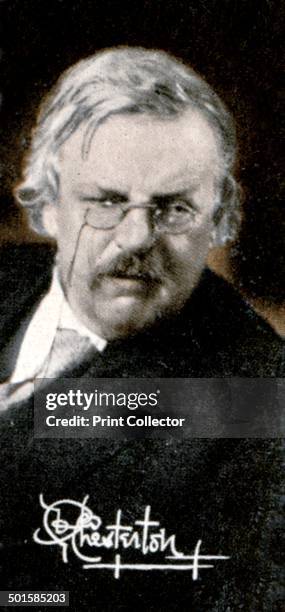 Chesterton , English writer, 1935. A print from the photo album Popular Personalities, issued for Piccadilly Juniors Oval Photos, 1935.