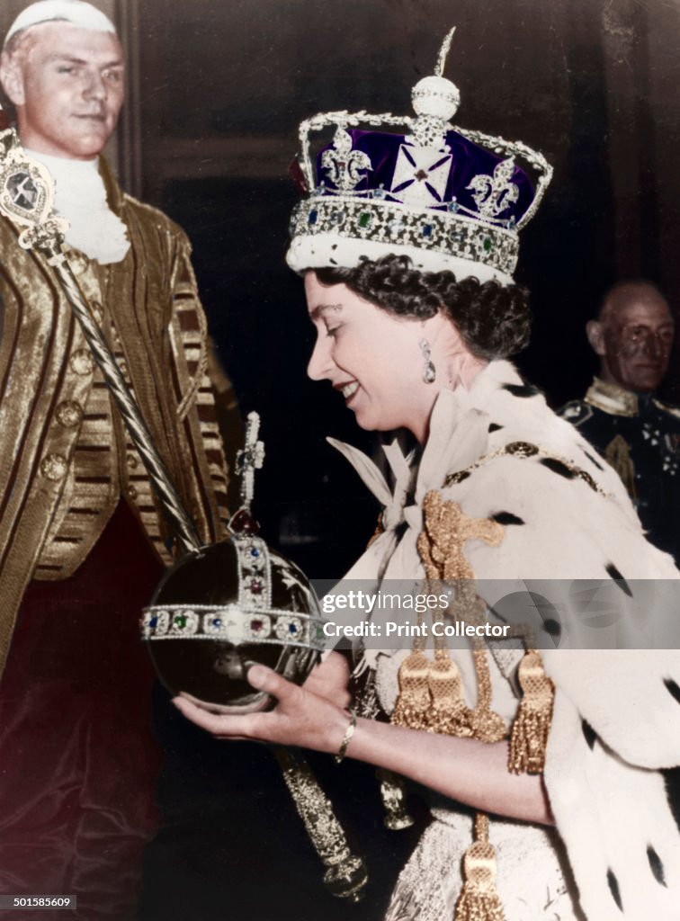 Queen Elizabeth II returning to Buckingham Palace after her Coronation, 1953.