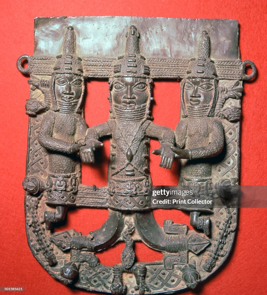 Bronze plaque of the Oba of Benin in his divine aspect.