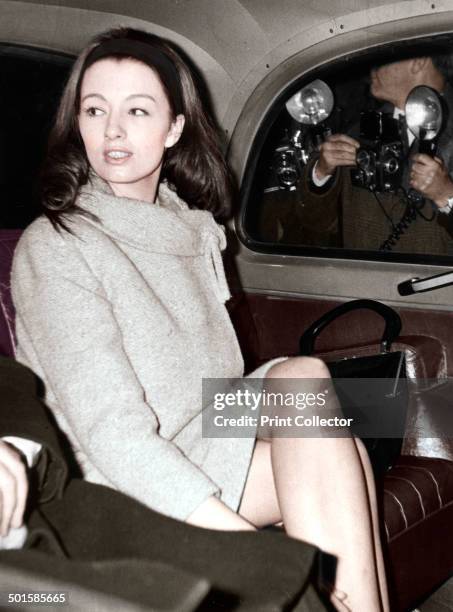 Christine Keeler arriving at the Old Bailey, London, 1963. Christine Keeler's affair with John Profumo, the Secretary of State for War caused a...