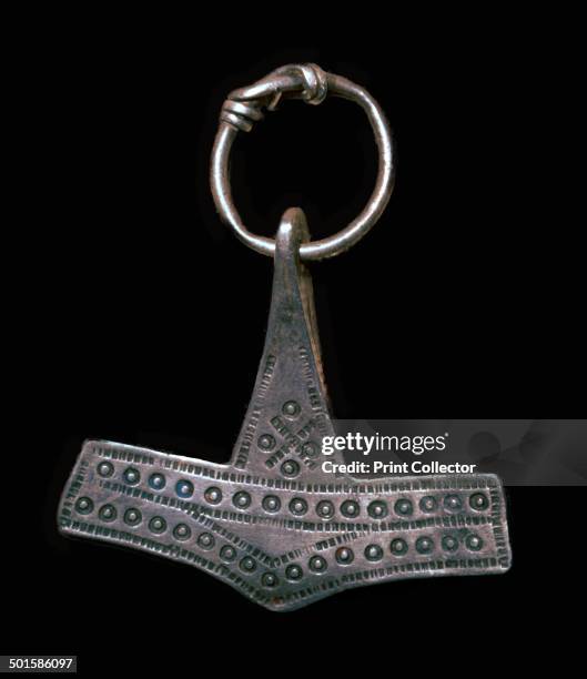 Silver 'Thor's Hammer' amulet from the Viking period. From the National Museum's collection in Copenhagen, 9th century