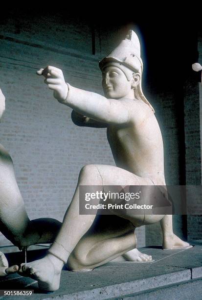 Archer from part of the West Pediment of the Temple of Aphaia, Aegina, Greece, c500-480 BC. Reconstruction of part of the West Pediment of the Temple...