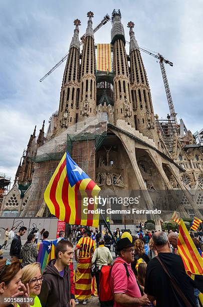 Barcelona, Spain, on September 11th 2013. The Catalan Way , also known as the Catalan Way towards Independence , was a 480-kilometre human chain in...