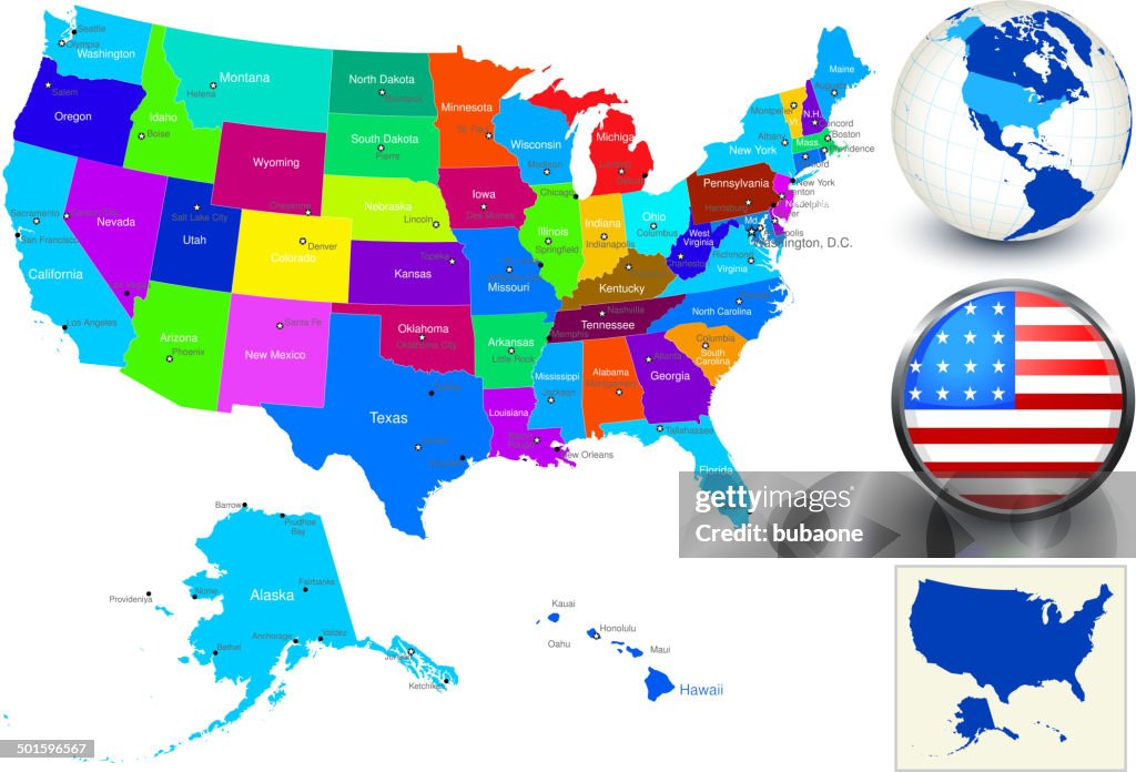 Vector World Map Geography of United States