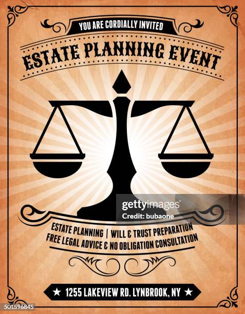 estate planning invitation on royalty free vector background poster - inheritance stock illustrations