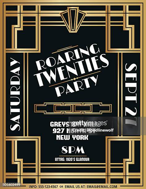 stockillustraties, clipart, cartoons en iconen met art deco party invitation template - gatsby image