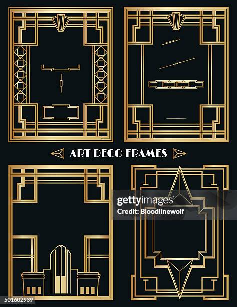 ilustraciones, imágenes clip art, dibujos animados e iconos de stock de art decó y ornament set bastidores - gatsby