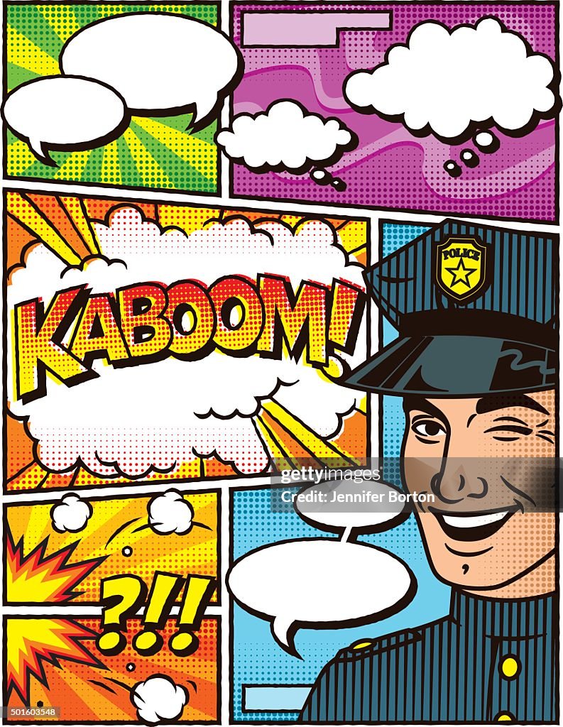 Library Police Comic Policeman Template