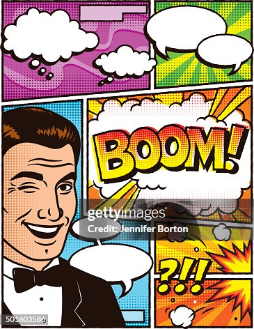 Vintage Man Comic Book Layout Template High-Res Vector Graphic - Getty ...