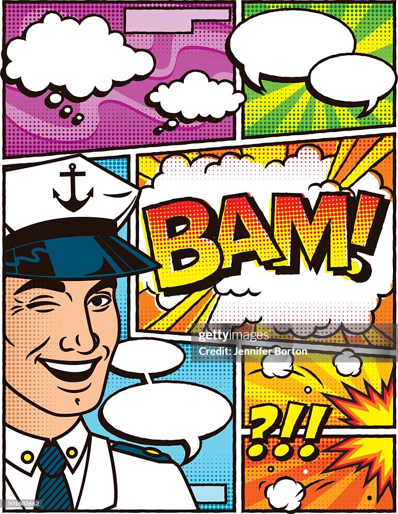 Vintage Sailor Comic Book Layout Template High-Res Vector Graphic ...