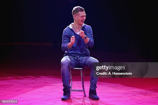 Joshua Kimmich of FC Bayern Muenchen performes the FC Bayern Muenchen Circus Gala Weihnachten 2015 at Circus Krone on December 16, 2015 in Munich,...