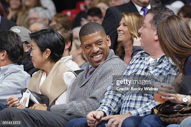 Sacramento mayor Kevin Johnson attends the game between the New York Knicks and Sacramento Kings on December 10, 2015 at Sleep Train Arena in...