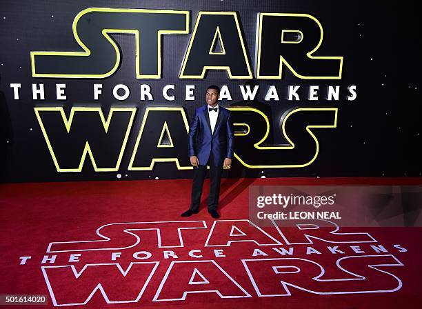 British actor John Boyega attends the opening of the European Premiere of "Star Wars: The Force Awakens" in central London on December 16, 2015. Ever...