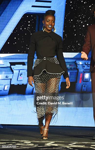 Lupita Nyong'o attends the European Premiere of "Star Wars: The Force Awakens" in Leicester Square on December 16, 2015 in London, England.