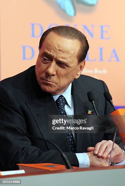 Silvio Berlusconi seen during the presentation of the book "Donne d'Italia" by Bruno Vespa on December 16, 2015 in Rome, Italy. PHOTOGRAPH BY Marco...