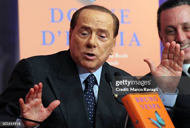 Silvio Berlusconi seen during the presentation of the book "Donne d'Italia" by Bruno Vespa on December 16, 2015 in Rome, Italy. PHOTOGRAPH BY Marco...