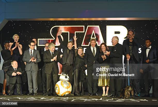Cast and crew including Lupita Nyong'o, Warwick Davis, Gwendoline Christie, J.J. Abrams, Lawrence Kasdan, Mark Hamill, Carrie Fisher, Harrison Ford,...
