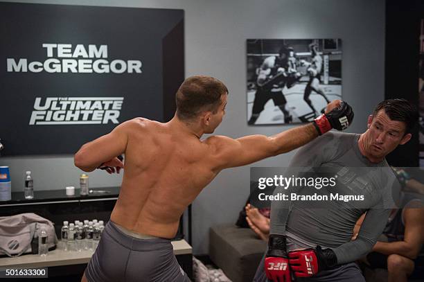 Artem Lobov warms up before facing Julian Erosa during the filming of The Ultimate Fighter: Team McGregor vs Team Faber at the UFC TUF Gym on August...