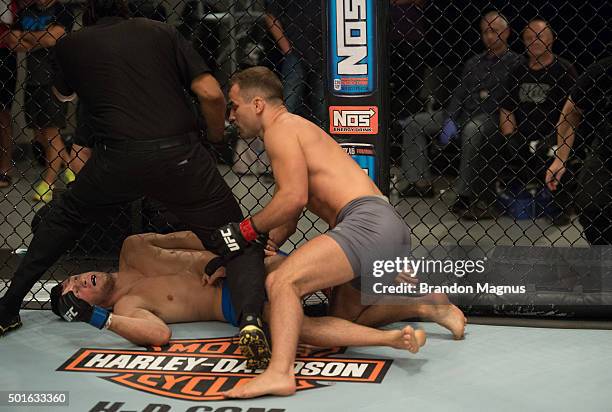 Artem Lobov knocks down Julian Erosa during the filming of The Ultimate Fighter: Team McGregor vs Team Faber at the UFC TUF Gym on August 26, 2015 in...